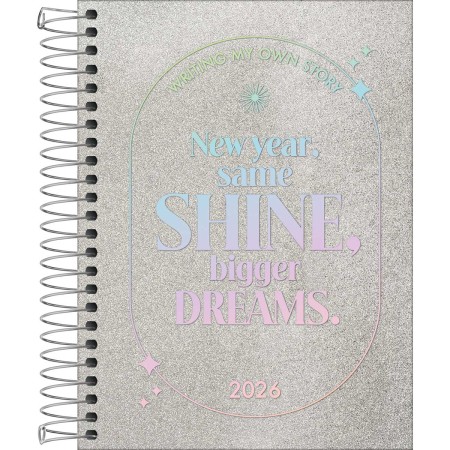 Foto ilustrativa Agenda Espiral Diária 11,7 x 16,4 cm Shine 2026
