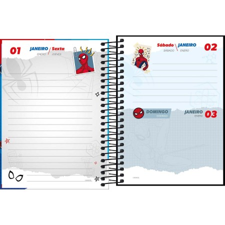 Foto ilustrativa Agenda Espiral Diária 11,7 x 16,4 cm Spider-Man 2027