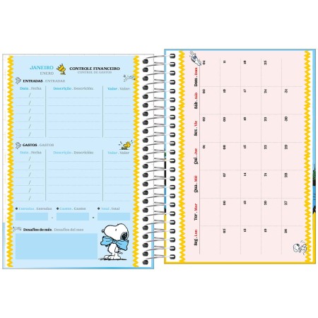 Agenda Espiral Diária 12,9 x 18,7 cm Snoopy 2026 - Snoopy