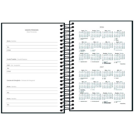 Foto ilustrativa Agenda Espiral Diária 12,9 x 18,7 cm Spice Preta 2026