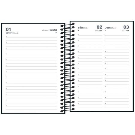 Foto ilustrativa Agenda Espiral Diária 12,9 x 18,7 cm Spice Preta 2027