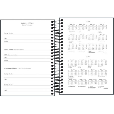 Foto ilustrativa Agenda Espiral Diária 14,0 cm x 20,0 cm cm Spice Preta 2026