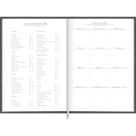 Foto ilustrativa Agenda Executiva Costurada Diária 13,4 x 19,2 cm Milano Chumbo 2026