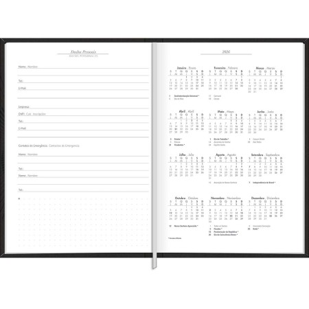 Foto ilustrativa Agenda Executiva Costurada Diária 14,5 x 20,5 cm Prátika Preta 2026