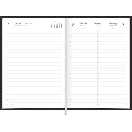 Foto ilustrativa Agenda Executiva Costurada Diária 14,5 x 20,5 cm Prátika Preta 2026
