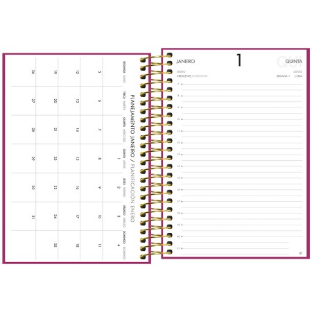 Foto ilustrativa Agenda Executiva Espiral Diária 12,9 x 18,7 cm Napoli Feminina 2026