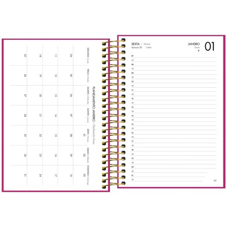 Foto ilustrativa Agenda Executiva Espiral Diária 12,9 x 18,7 cm Napoli Feminina 2027
