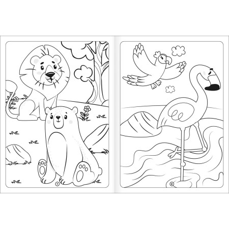 Foto ilustrativa Álbum Colorir Animais Aprender, Brincar e Colorir 8 Folhas