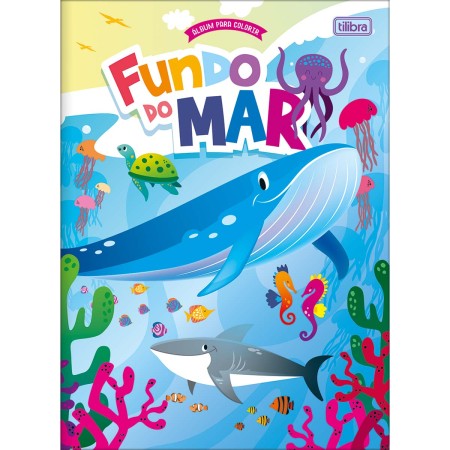 Foto ilustrativa Álbum Colorir Fundo do Mar Aprender, Brincar e Colorir 8 Folhas