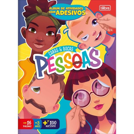 Foto ilustrativa Álbum de Atividades com Adesivos Caras e Bocas Pessoas 8 Folhas.