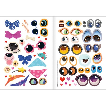 Foto ilustrativa Álbum de Atividades com Adesivos Caras e Bocas Pets 8 Folhas