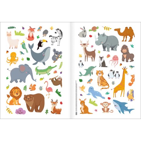 Foto ilustrativa Álbum de Atividades com Adesivos Cenário Mágico Animais 8 Folhas