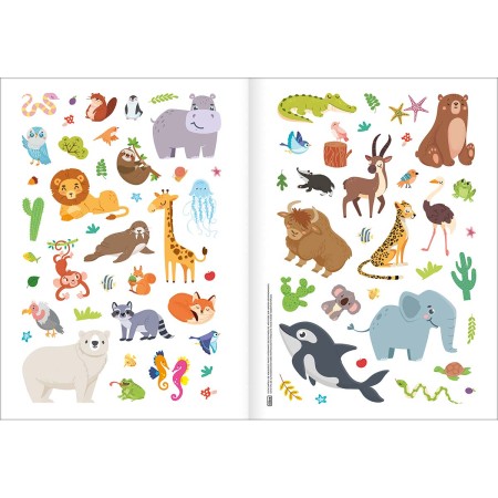 Foto ilustrativa Álbum de Atividades com Adesivos Cenário Mágico Animais 8 Folhas