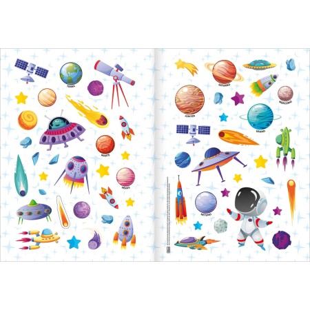 Foto ilustrativa Álbum de Atividades com Adesivos Cenário Mágico Espaço 8 Folhas
