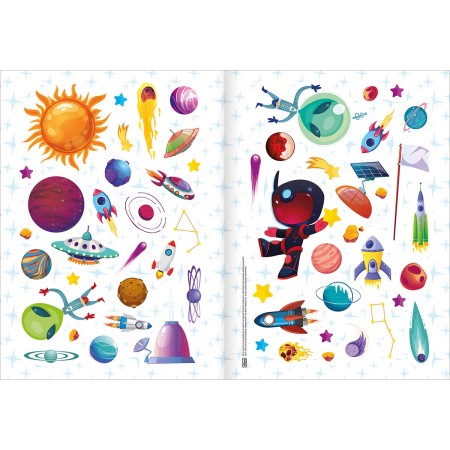 Foto ilustrativa Álbum de Atividades com Adesivos Cenário Mágico Espaço 8 Folhas