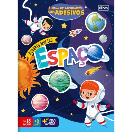 Foto ilustrativa Álbum de Atividades com Adesivos Cenário Mágico Espaço 8 Folhas