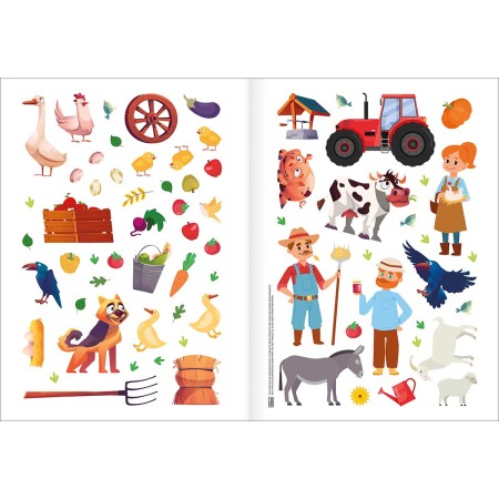 Foto ilustrativa Álbum de Atividades com Adesivos Cenário Mágico Fazenda 8 Folhas