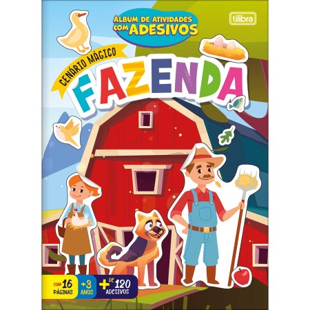 Foto ilustrativa Álbum de Atividades com Adesivos Cenário Mágico Fazenda 8 Folhas