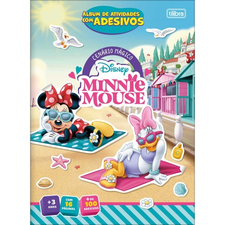 Foto ilustrativa Álbum de Atividades com Adesivos Cenário Mágico Minnie 8 Folhas