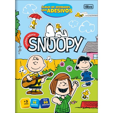 Foto ilustrativa Álbum de Atividades com Adesivos Cenário Mágico Snoopy