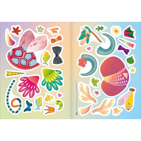 Foto ilustrativa Álbum de Atividades com Adesivos Vestir & Brincar Animais Mágicos 8 Folhas