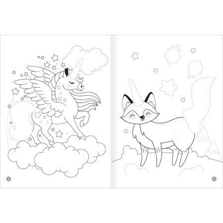 Foto ilustrativa Álbum de Atividades com Adesivos Vestir & Brincar Animais Mágicos 8 Folhas