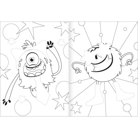 Foto ilustrativa Álbum de Atividades com Adesivos Vestir & Brincar Monstrinhos 8 Folhas