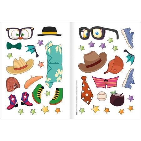 Foto ilustrativa Álbum de Atividades com Adesivos Vestir & Brincar Monstrinhos 8 Folhas