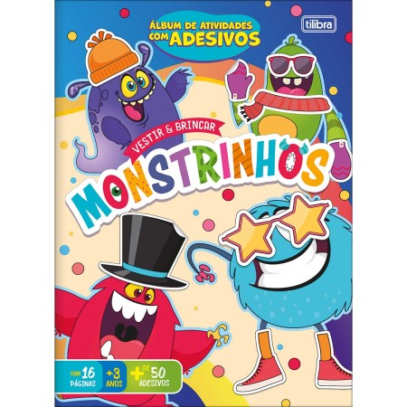 Foto ilustrativa Álbum de Atividades com Adesivos Vestir & Brincar Monstrinhos 8 Folhas