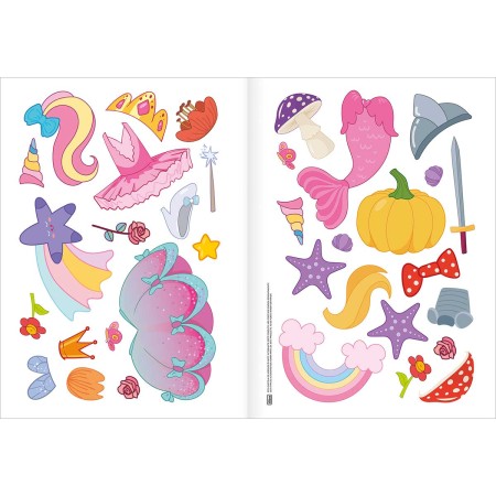 Foto ilustrativa Álbum de Atividades com Adesivos Vestir & Brincar Mundo Encantado 8 Folhas