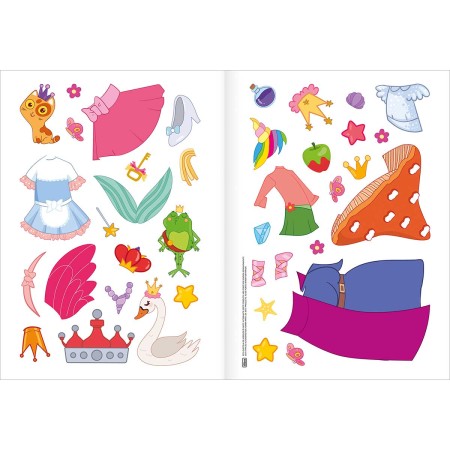 Foto ilustrativa Álbum de Atividades com Adesivos Vestir & Brincar Mundo Encantado 8 Folhas