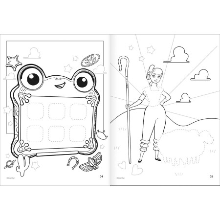 Foto ilustrativa Álbum de Atividades Vestir & Brincar Toy Story 8 Folhas