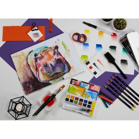 Foto ilustrativa Aquarela em Pastilha Inktense Estojo 12 Cores