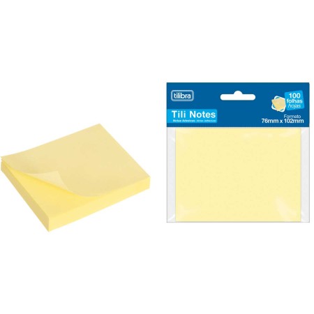 Foto ilustrativa Bloco Adesivo Tili Notes 76x102mm 100 Folhas Amarelo