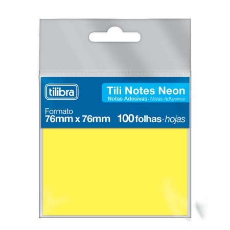 Foto ilustrativa Bloco Adesivo Tili Notes 76x76mm 100 folhas Amarelo Neon
