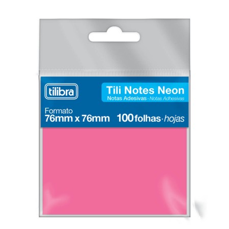 Foto ilustrativa Bloco Adesivo Tili Notes 76x76mm 100 folhas Rosa Neon