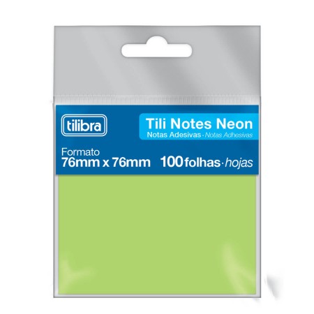 Foto ilustrativa Bloco Adesivo Tili Notes 76x76mm 100 folhas Verde Neon