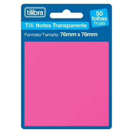 Foto ilustrativa Bloco Adesivo Tili Notes 76x76mm 50 Folhas Transparente Rosa