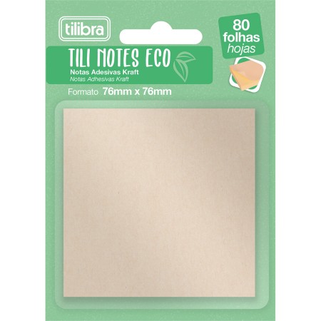 Foto ilustrativa Bloco Adesivo Tili Notes 76x76mm 80 Folhas Kraft
