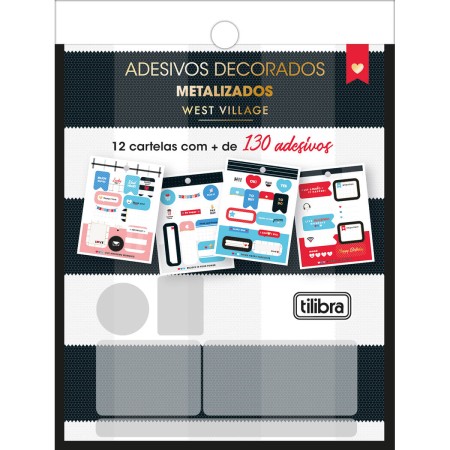 Foto ilustrativa Bloco de Adesivos Decorados West Village Metalizado 12 Folhas