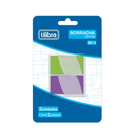 Foto ilustrativa Borracha B2-3 Neon Média com Capa Plástica - Blister com 2 unidades