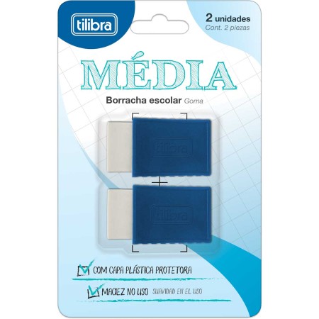 Foto ilustrativa Borracha Branca Média com Capa Plástica - Blister com 2 unidades