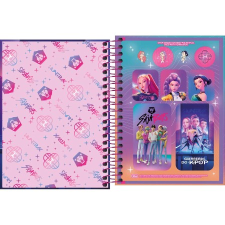 Foto ilustrativa Caderneta Espiral Capa Dura 1/8 Guerreiras do K-Pop 80 Folhas