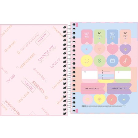 Foto ilustrativa Caderneta Espiral Capa Dura 1/8 Happy 80 Folhas