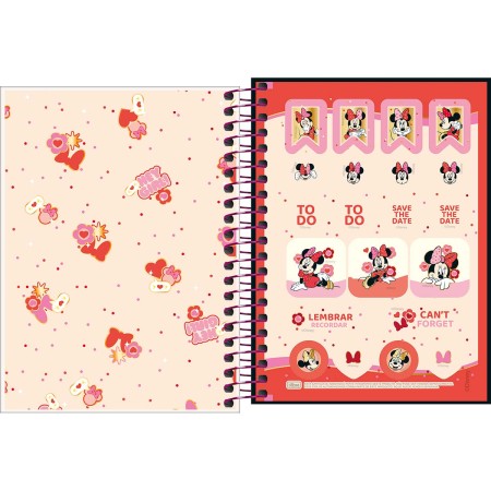Foto ilustrativa Caderneta Espiral Capa Dura 1/8 Minnie 80 Folhas