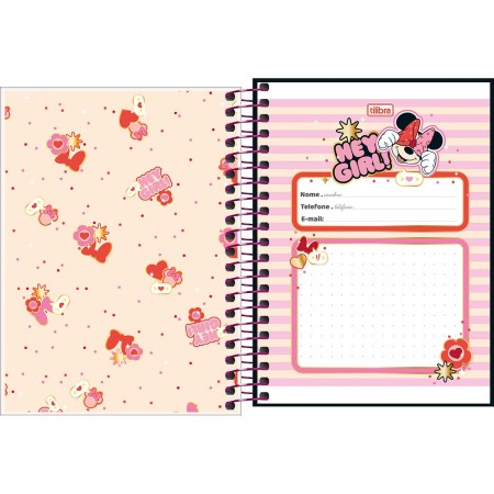 Foto ilustrativa Caderneta Espiral Capa Dura 1/8 Minnie 80 Folhas