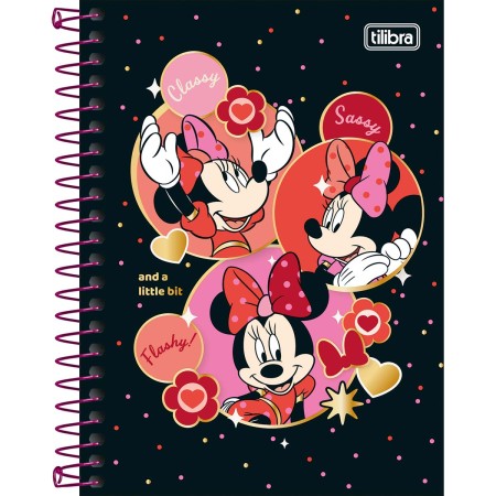 Foto ilustrativa Caderneta Espiral Capa Dura 1/8 Minnie 80 Folhas