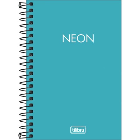 Foto ilustrativa Caderneta Espiral Capa Plástica 1/8 sem Pauta Neon Azul 80 Folhas