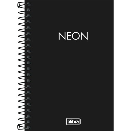 Foto ilustrativa Caderneta Espiral Capa Plástica 1/8 sem Pauta Neon Preta 80 Folhas