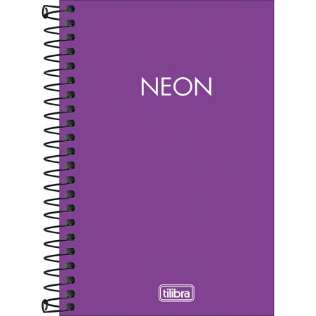 Foto ilustrativa Caderneta Espiral Capa Plástica 1/8 sem Pauta Neon Roxo 80 Folhas